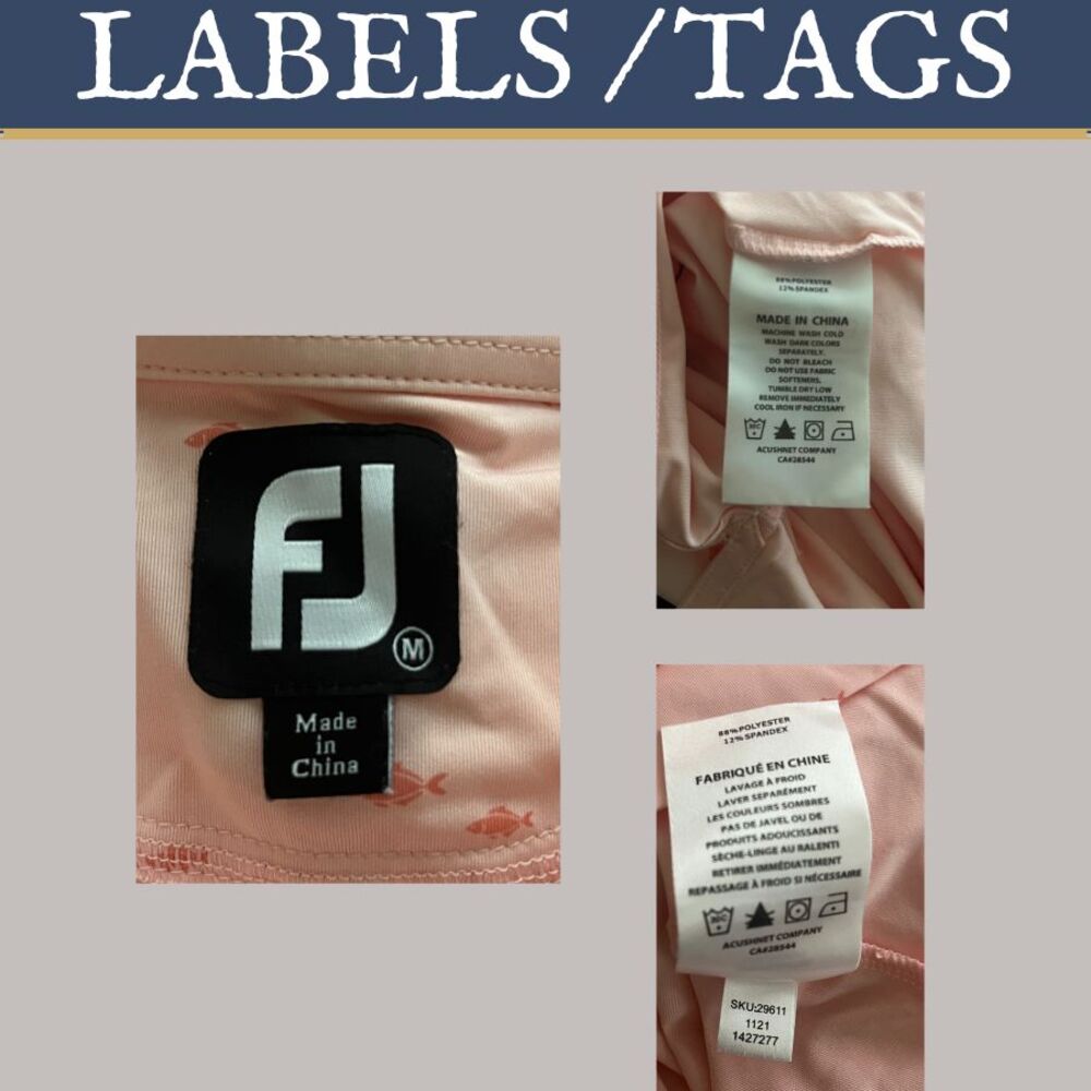 FootJoy School Of Fish Print Lisle Golf Polo Shirt In Quartz Pink Men's Medium - Picture 5 of 5